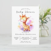 Enchanted Editable Giraffe Baby shower Kaart (Staand voorkant)