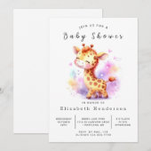 Enchanted Editable Giraffe Baby shower Kaart (Voorkant / Achterkant)
