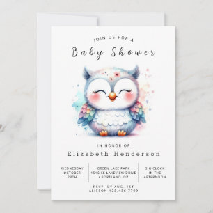 Enchanted Editable Owl Baby shower Kaart