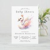 Enchanted Editable Swan Baby shower Kaart (Staand voorkant)