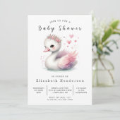 Enchanted Editable Swan Baby shower Kaart (Staand voorkant)