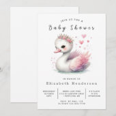 Enchanted Editable Swan Baby shower Kaart (Voorkant / Achterkant)