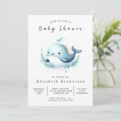 Enchanted Editable Whale Baby shower Kaart (Staand voorkant)