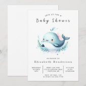 Enchanted Editable Whale Baby shower Kaart (Voorkant / Achterkant)