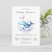 Enchanted Editable Whale Baby shower Kaart (Staand voorkant)