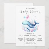 Enchanted Editable Whale Baby shower Kaart (Voorkant / Achterkant)