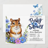 Enchanted Eekhoorn Forest Blue Boy Baby shower Kaart (Voorkant / Achterkant)