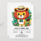 Enchanted Elegant Lion digitale verjaardag Kaart (Voorkant / Achterkant)