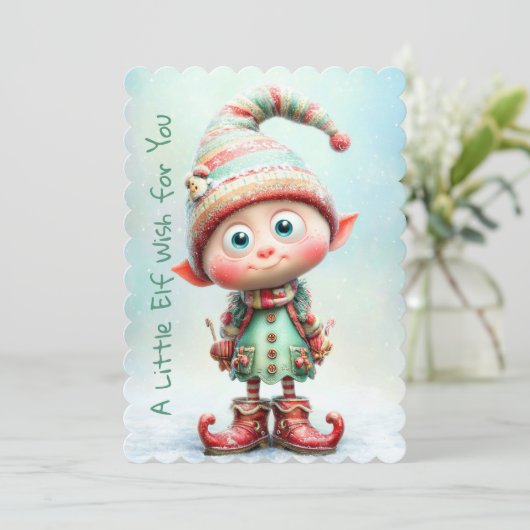 Enchanted Elf | North Pole Christmas Magic Feestdagenkaart (Staand voorkant)
