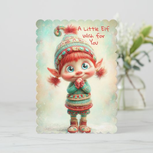 Enchanted Elf | North Pole Christmas Magic Feestdagenkaart (Staand voorkant)