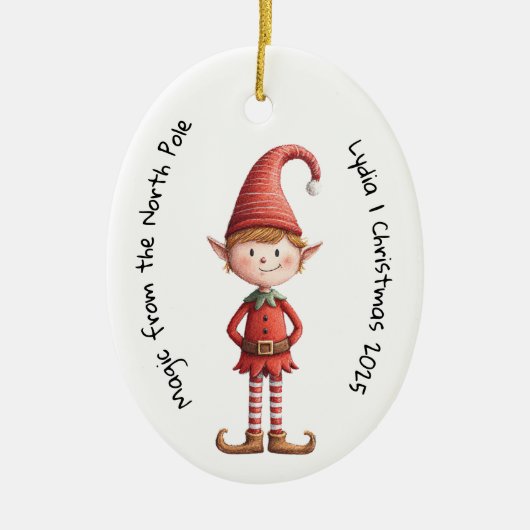 Enchanted Elf | North Pole Christmas Magic Keramisch Ornament (Voorkant)
