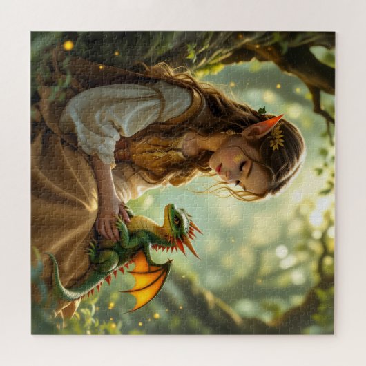 Enchanted Elven Fairy and Dragon Legpuzzel (Horizontaal)