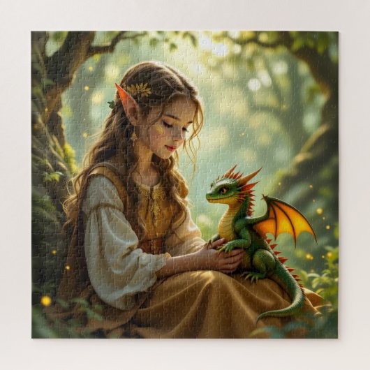 Enchanted Elven Fairy and Dragon Legpuzzel (Verticaal)
