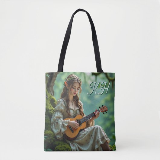 Enchanted Elven Girl Playing a Ukulele Tote Bag (Voorkant)