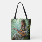 Enchanted Elven Girl Playing a Ukulele Tote Bag (Achterkant)