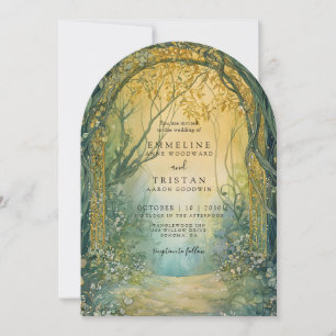Enchanted Emerald Forest Portal Wedding Kaart