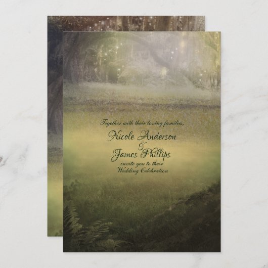 Enchanted Enchanting Lights Forest Rustic Wedding Kaart (Voorkant / Achterkant)