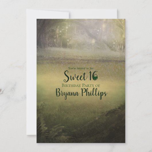 Enchanted Enchanting Lights Forest Sweet 16 Party Kaart (Voorkant)