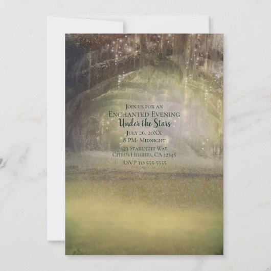 Enchanted Enchanting Lights Forest Sweet 16 Party Kaart (Achterkant)