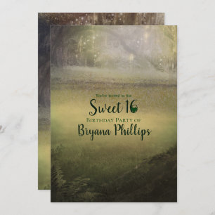 Enchanted Enchanting Lights Forest Sweet 16 Party Kaart