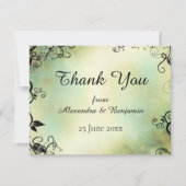 Enchanted Evening Deco Leaf Wedding Bedankkaart (Voorkant)