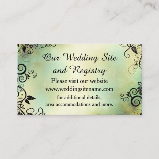 Enchanted Evening Deco Leaf Wedding Informatiekaartje (Voorkant)