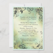 Enchanted Evening Deco Leaf Wedding Invitation Kaart (Voorkant)