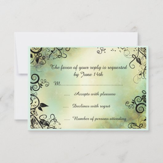 Enchanted Evening Deco Leaf Wedding RSVP (Voorkant)