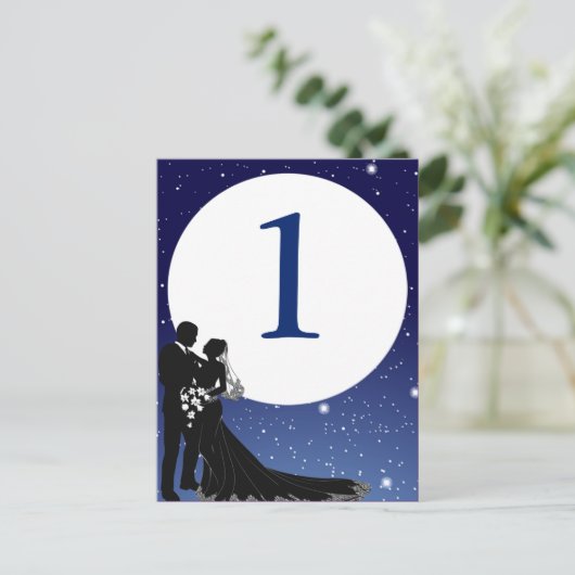 Enchanted Evening Nighttime Trouwtafel Kaart (Staand voorkant)