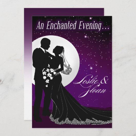 Enchanted Evening Nighttime Wedding Invitation Kaart (Voorkant / Achterkant)