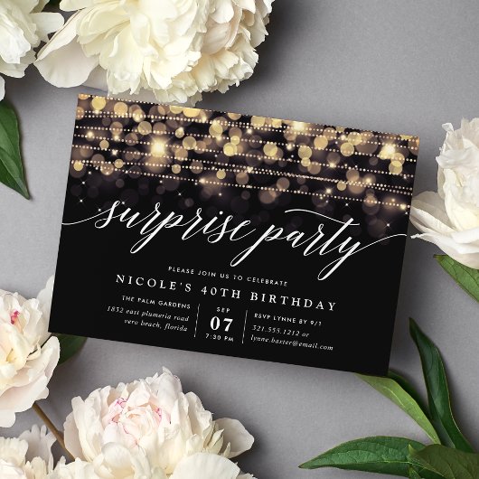 Enchanted Evening Surprise Party Invitation Kaart
