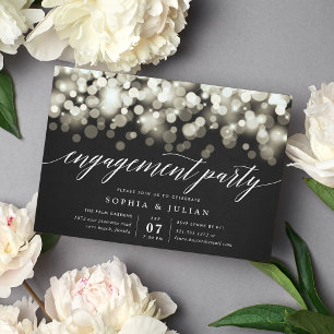 Enchanted Evening   Zwarte & Gold Engagement Party Kaart