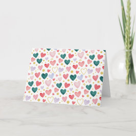 Enchanted Evergreen & Rose Watercolor Hearts Kaart