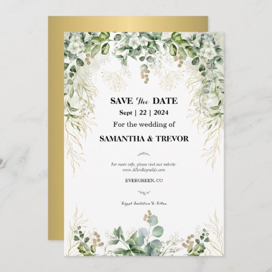 Enchanted Evergreens: Save the Date Kaart (Voorkant / Achterkant)