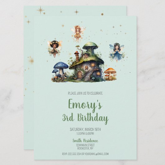 Enchanted Fairy 3rd Birthday Mushroom Kaart