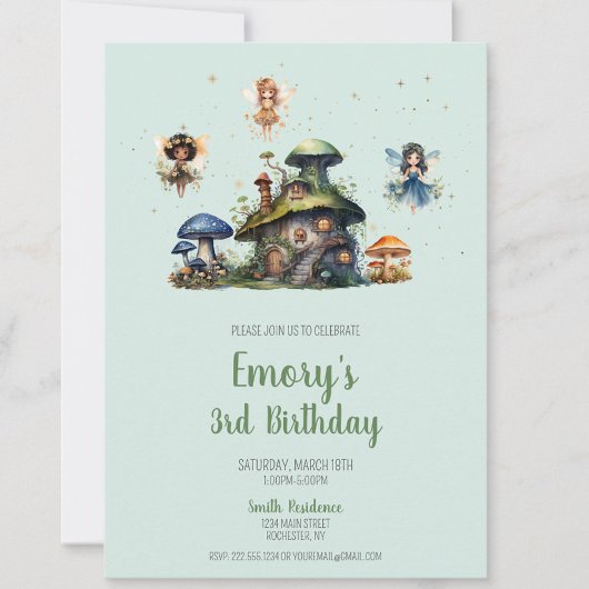 Enchanted Fairy 3rd Birthday Mushroom Kaart