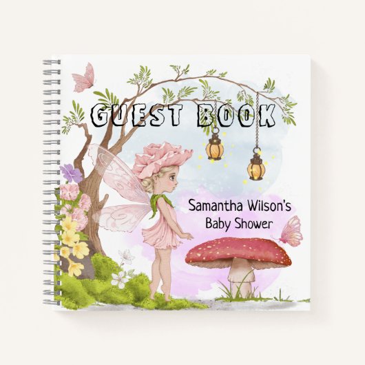 Enchanted Fairy Baby shower Floral Gastenboek Notitieboek (Voorkant)