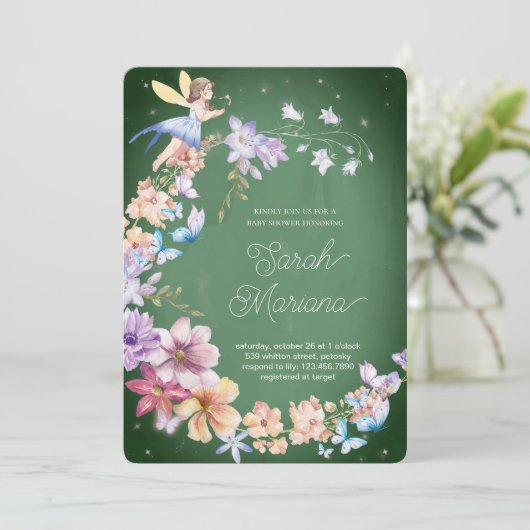 Enchanted Fairy Baby Shower Kaart (Staand voorkant)
