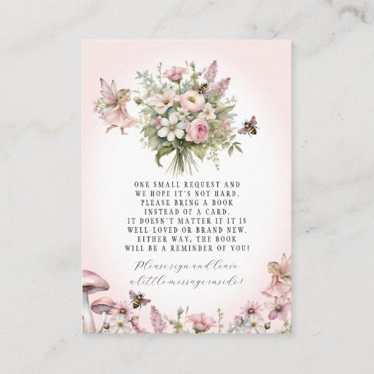 Enchanted Fairy Bee Bloemen Meisje Boeken voor Bab Informatiekaartje (Achterkant)