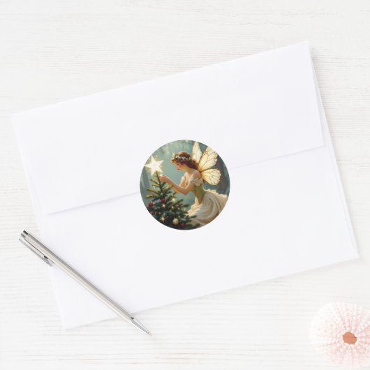 Enchanted Fairy Christmas Ronde Sticker (Envelop)
