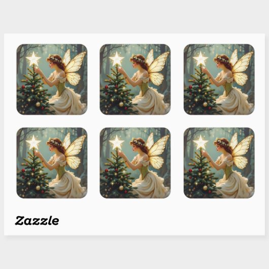 Enchanted Fairy Christmas Vierkante Sticker (Vel)