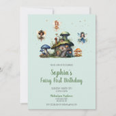 Enchanted Fairy First Birthday Mushroom Kaart (Voorkant)