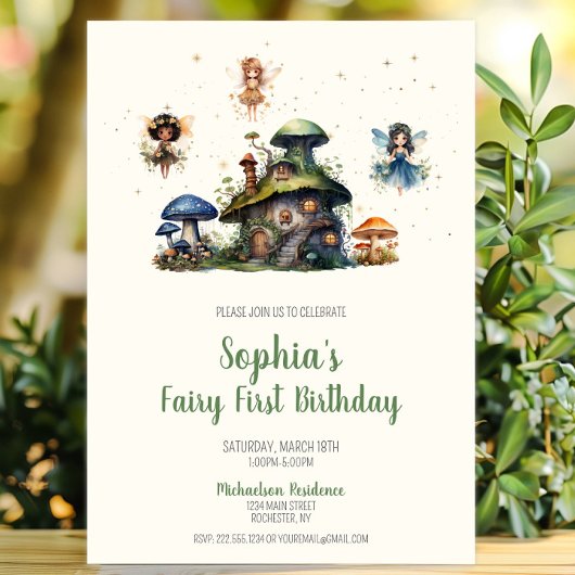 Enchanted Fairy First Birthday Mushroom Kaart