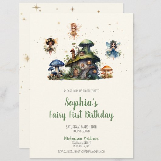 Enchanted Fairy First Birthday Mushroom Kaart