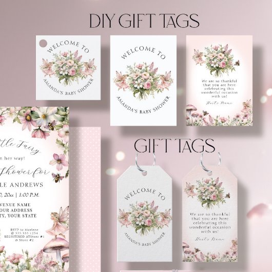 Enchanted Fairy Floral Baby Meisje Douche DIY Labe Visitekaartje