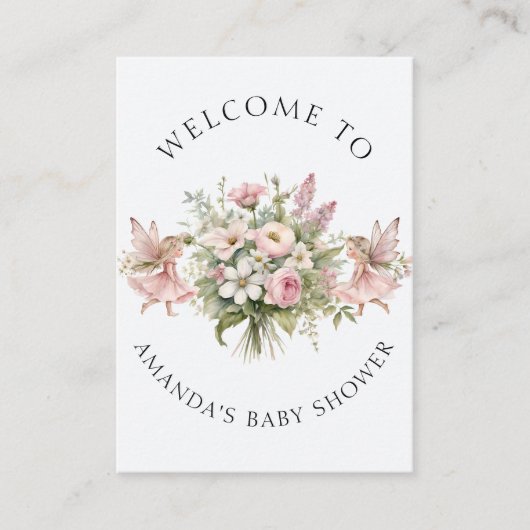 Enchanted Fairy Floral Baby Meisje Douche DIY Labe Visitekaartje (Voorkant)