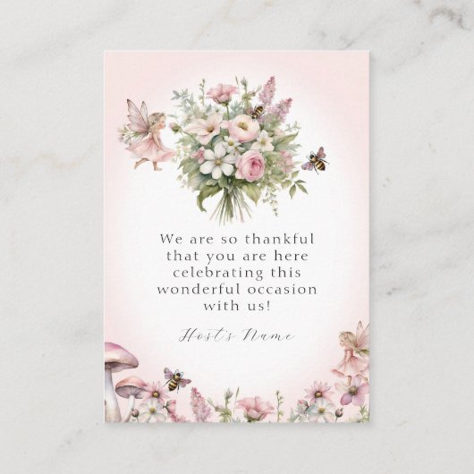 Enchanted Fairy Floral Baby Meisje Douche DIY Labe Visitekaartje (Achterkant)