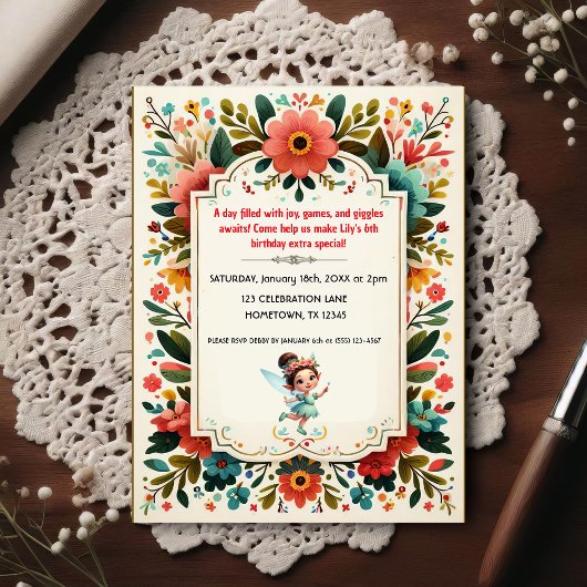 Enchanted Fairy Floral Birthday Invitation Briefkaart