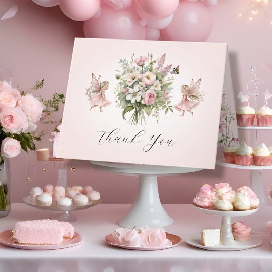 Enchanted Fairy Floral Bouquet Baby Girl Thank You Bedankkaart