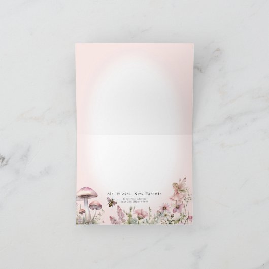 Enchanted Fairy Floral Bouquet Baby Girl Thank You Bedankkaart (Binnen)